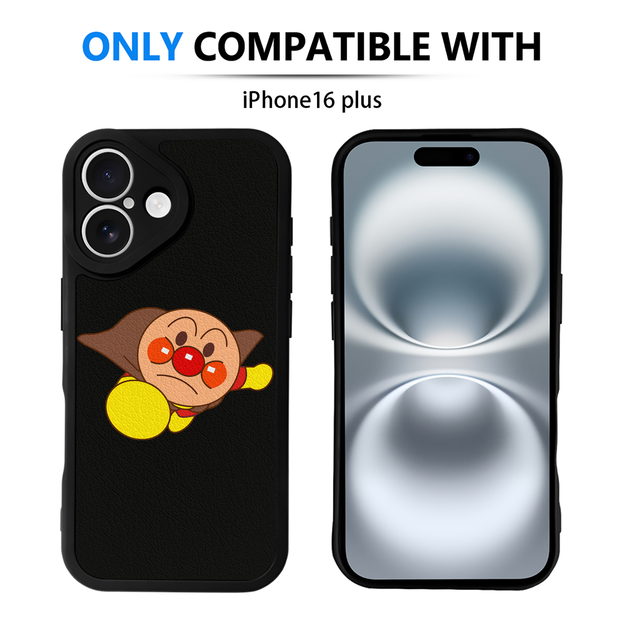 （画像用） アンパンマン Anpanman 【iPhone 16シリーズ対応】シリコンスマホケース（レザー調） 材質：シリコン